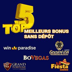 Top 5 casinos 2020 avec les meilleurs bonus sans dépôt